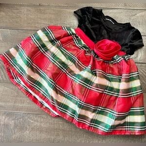 Plaid Dress with Red Rose Accent